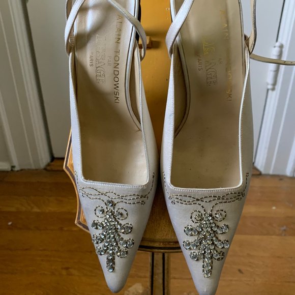 Alain Tondowski Silk & Rhinestone Shoes - Picture 1 of 6
